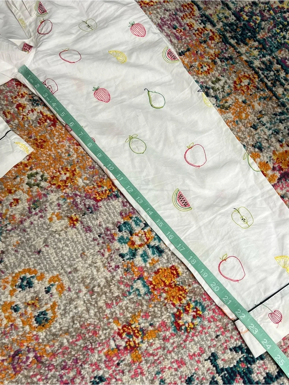 Anthro Print Fresh Fruit Medley Embroidered Pajama Set XXS